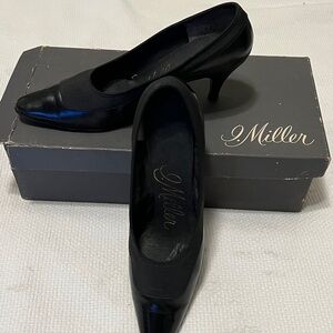 Vintage J. Miller Black Leather Heels | Neiman Marcus | 1960s | 4.5 AA